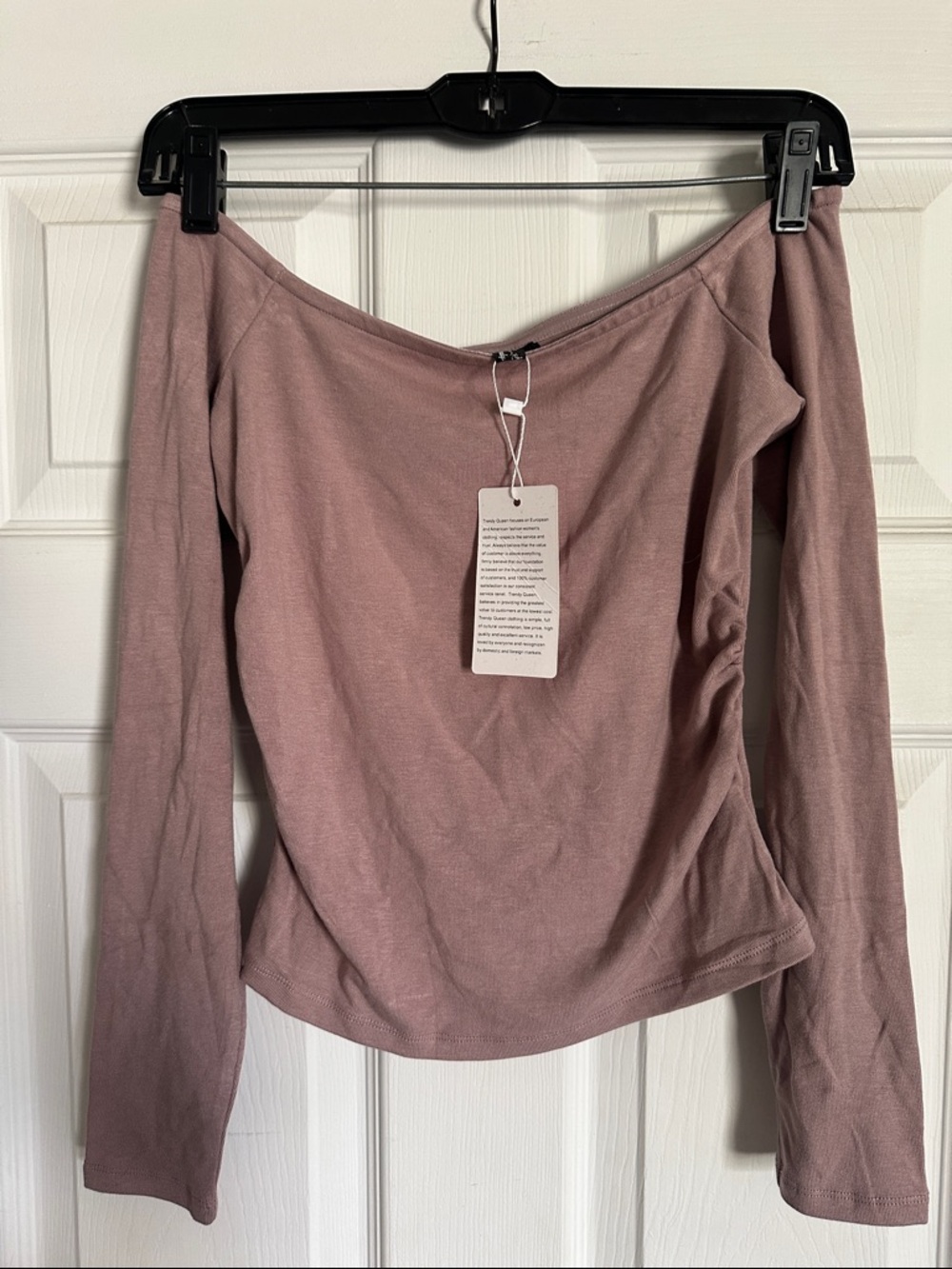 Women's Off-Shoulder Long Sleeve Top in Dusty Mauve Set